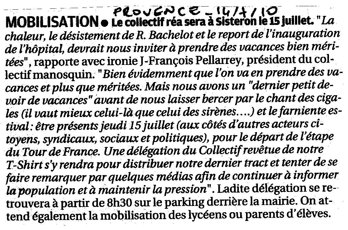 Revue de presse Juillet 2010